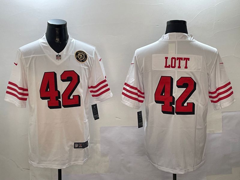 Men San Francisco 49ers #42 Lott White Throwback 2024 Nike Limited NFL Jersey style 01041->san francisco 49ers->NFL Jersey